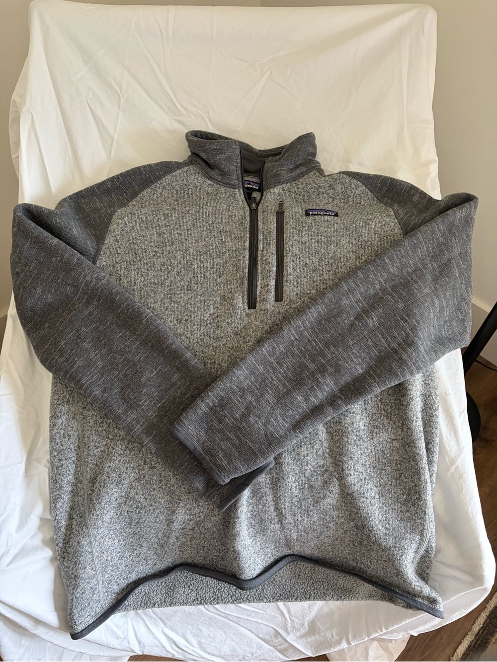 Patagonia Gray Sherpa Fleece Jacket with Logo Tag